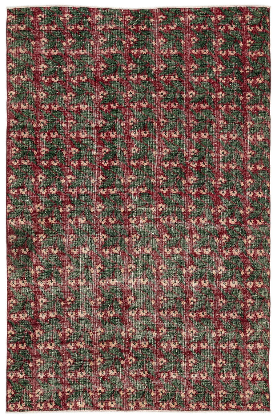 Krem Anadolu Eskitme Çiçekli Yün Halı 181x280 - Özel Seri