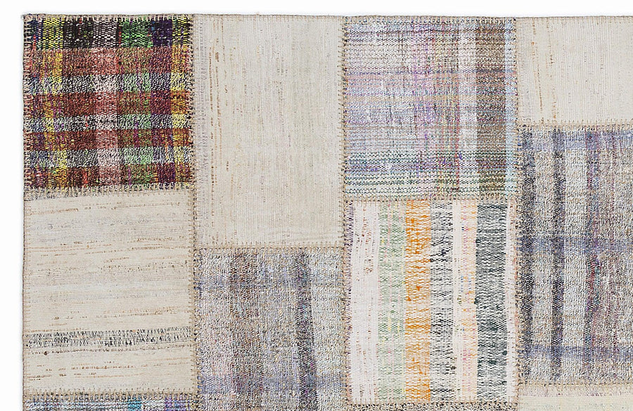 Bej El Dokuma Halı, Çok Renkli Geometrik Desenli 160x230 cm – Koridor kullanımı