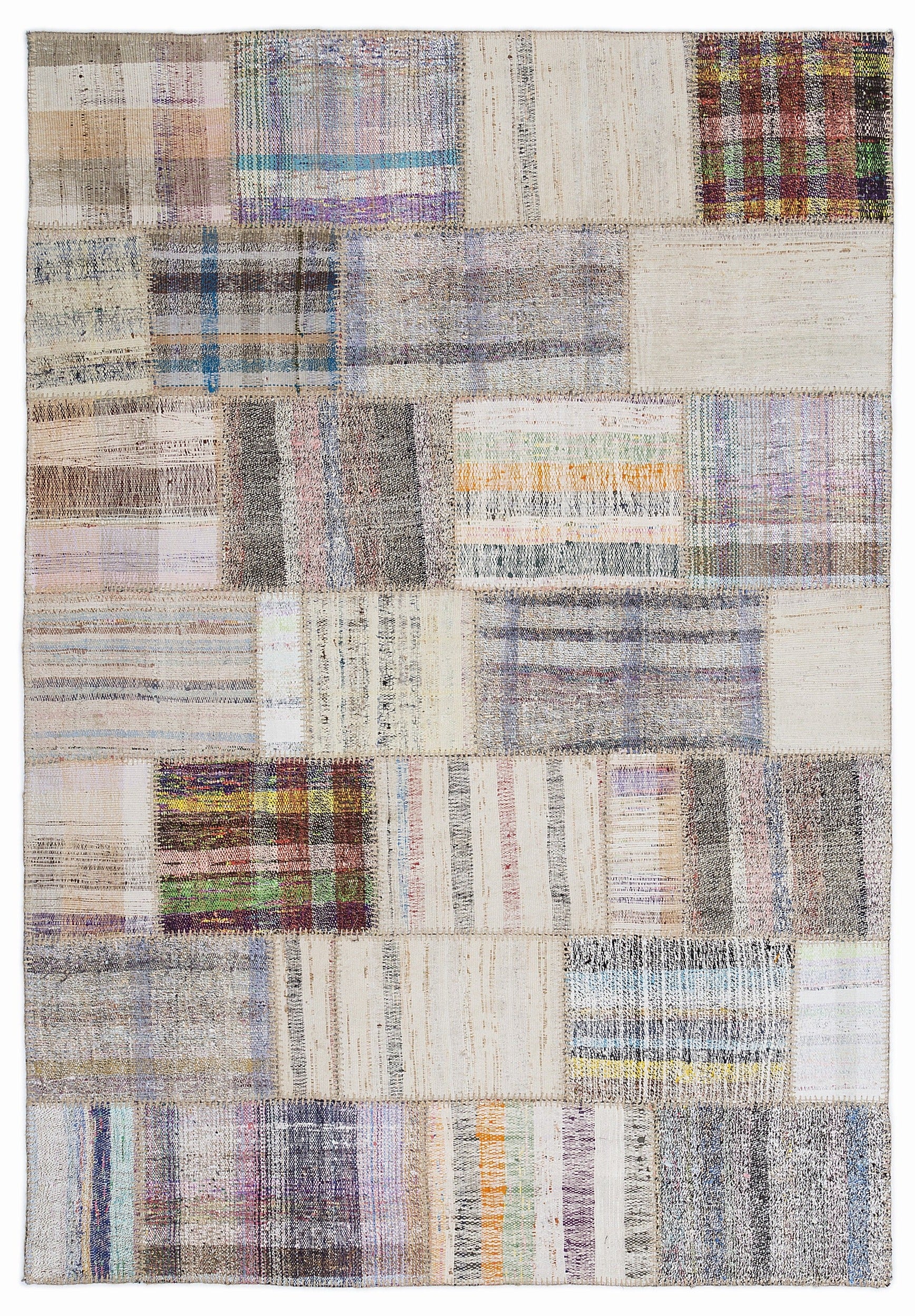 Teselya Bej Çizgili Yün El Dokuma Halısı 160 x 230 Apex Unique