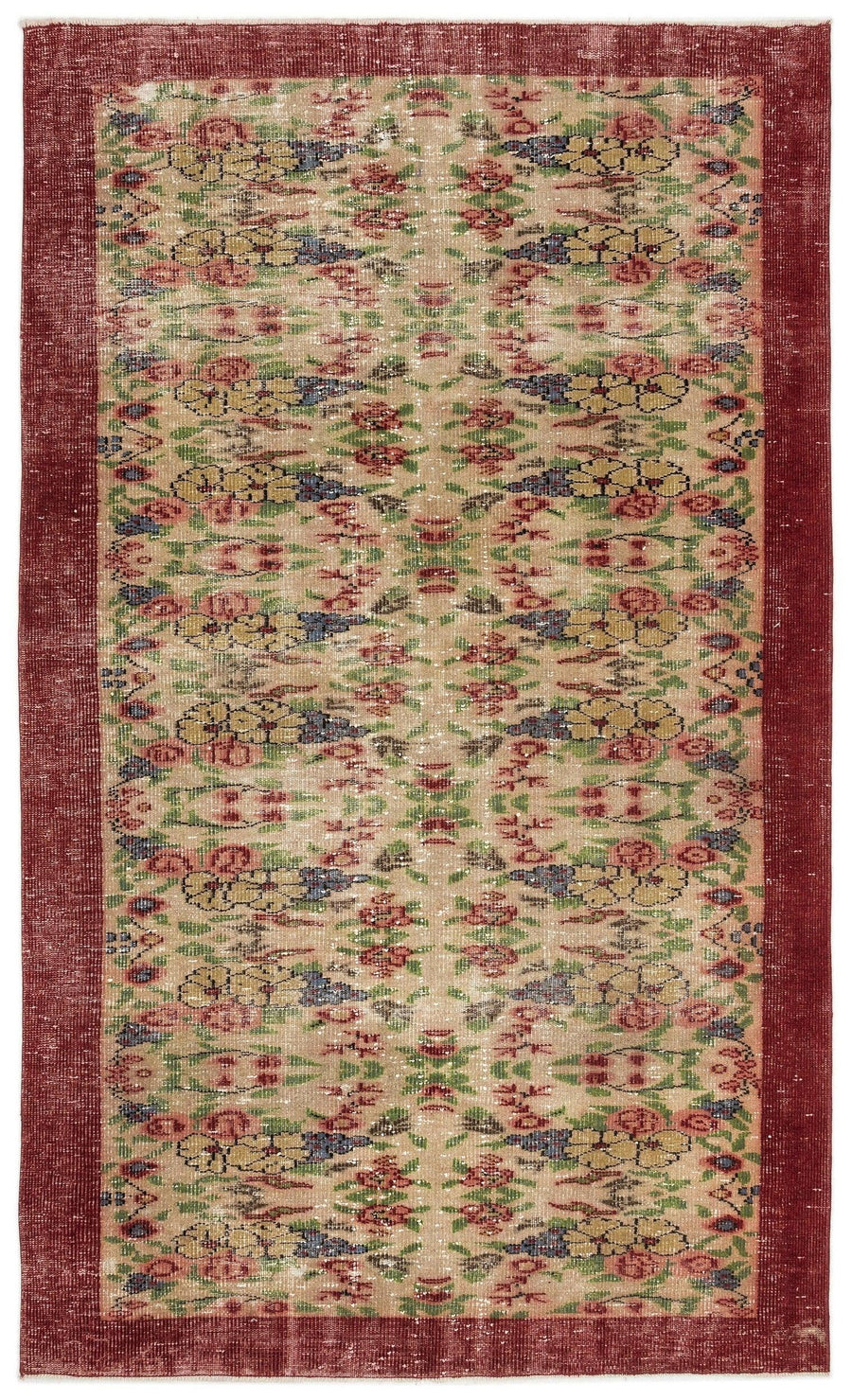 Krem Anadolu Çiçekli Yün Halı 170x277 - Özel Seri