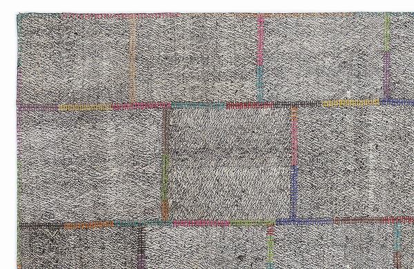 Gri Geometrik Modern Yün Halı 160x230