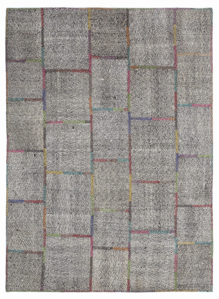 Gri Geometrik Modern Yün Halı 160x230