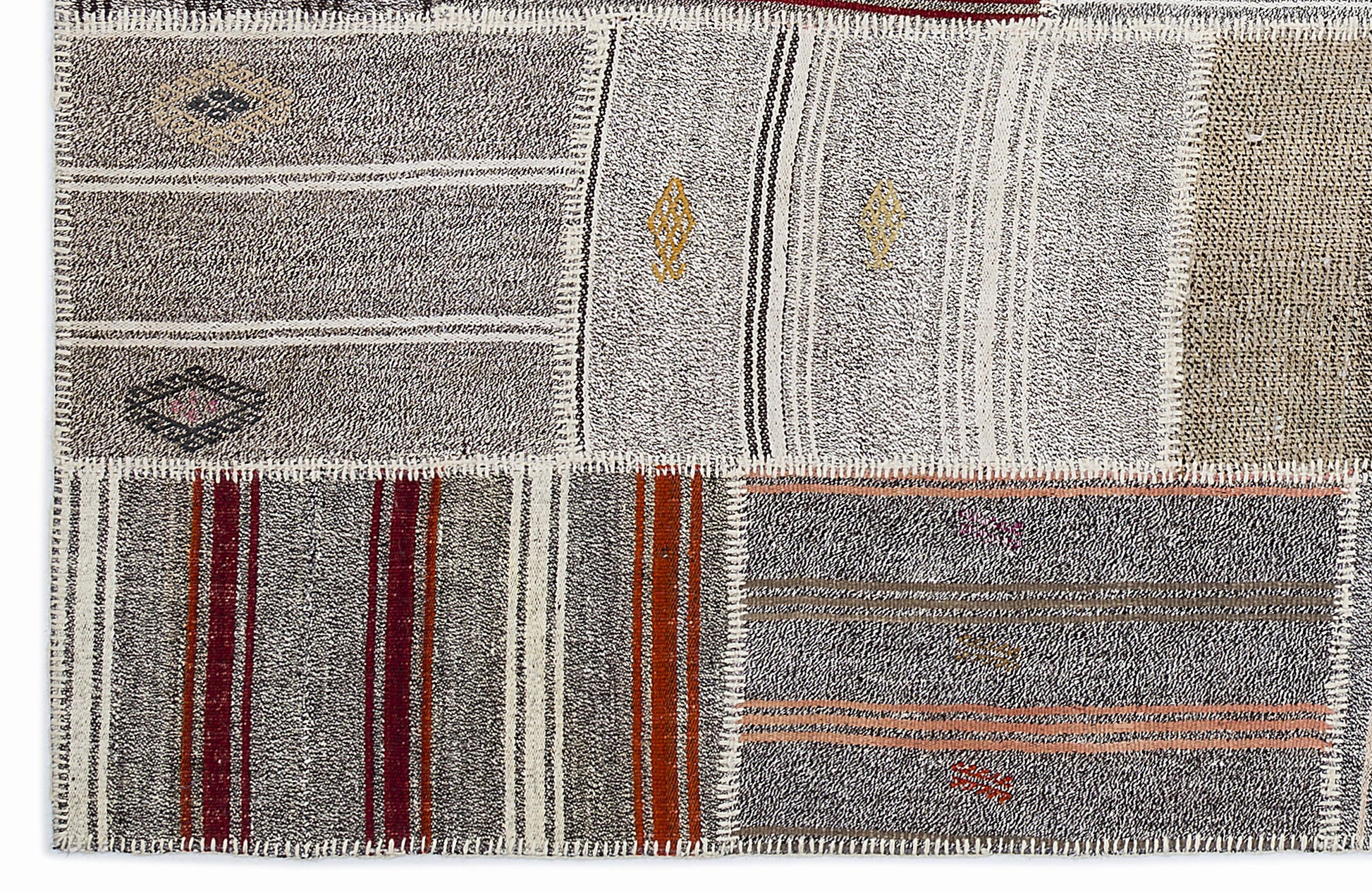 Teselya Gri Çizgili Yün El Dokuma Halısı 160 x 230 Apex Unique