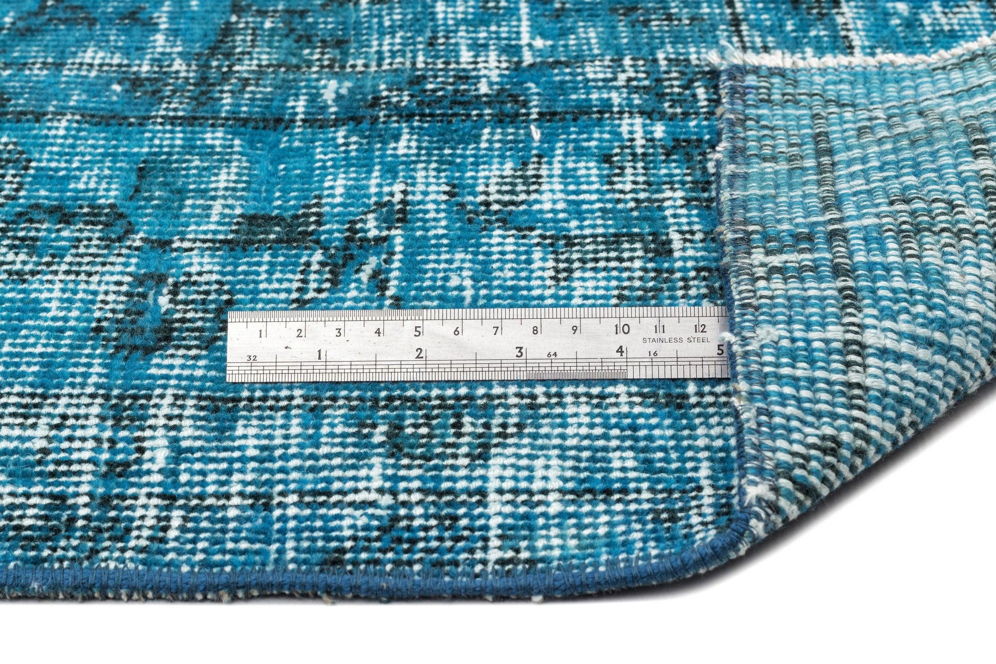 Gri Krem Eskitme Geometrik Yün Halı 141x247