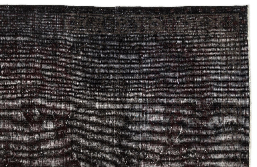 Eskitme Siyah Soyut Desenli Yün El Dokuma Halı 166x290 cm – Oturma odası kullanımı