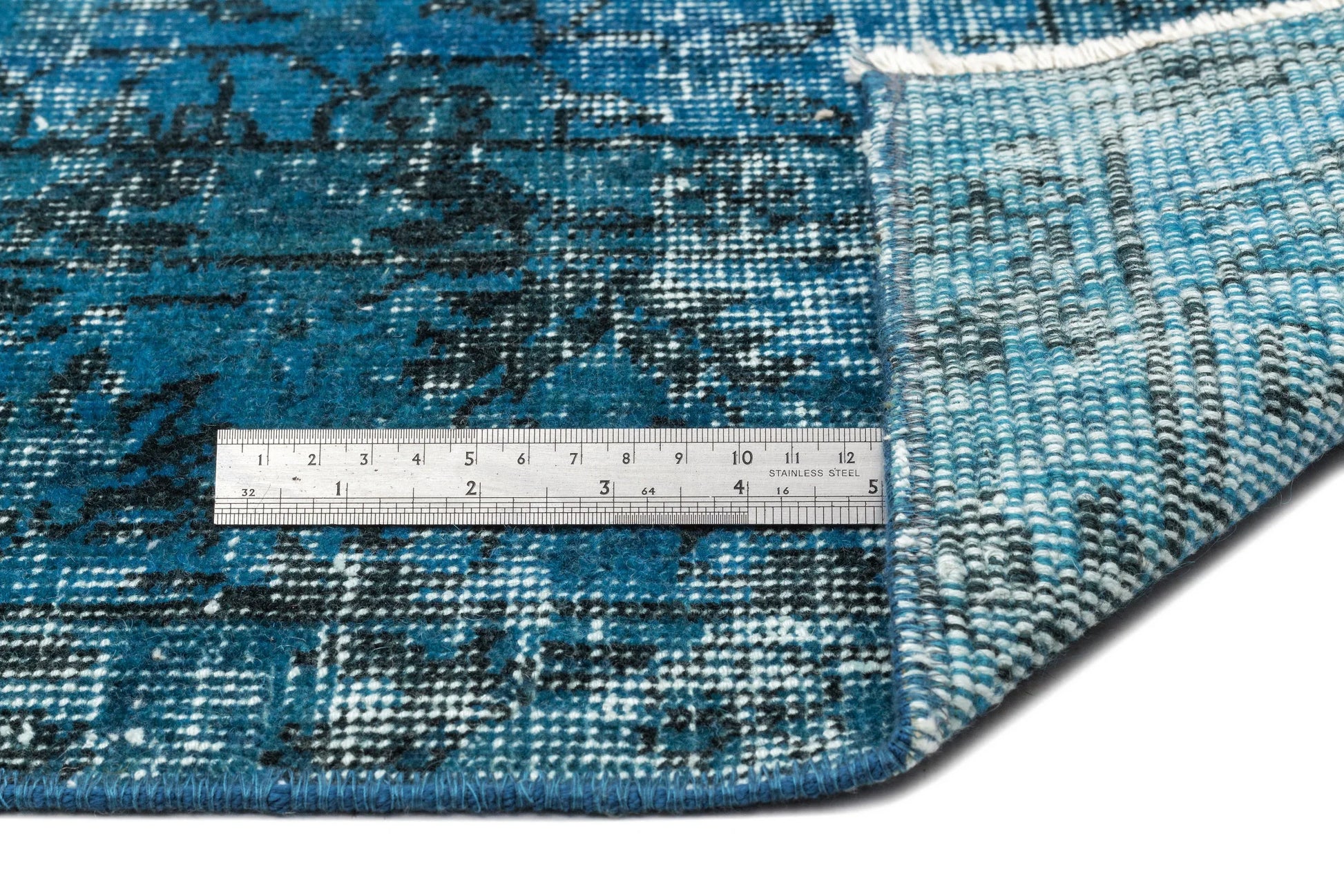 Antrasit Beyaz Eskitme Geometrik Yün Halı 159x255