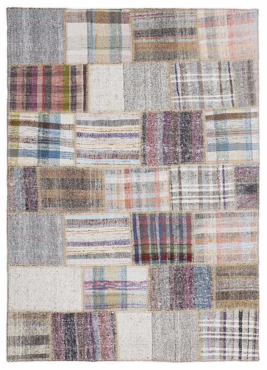Bej Bohem Geometrik Yün Halı 160x230