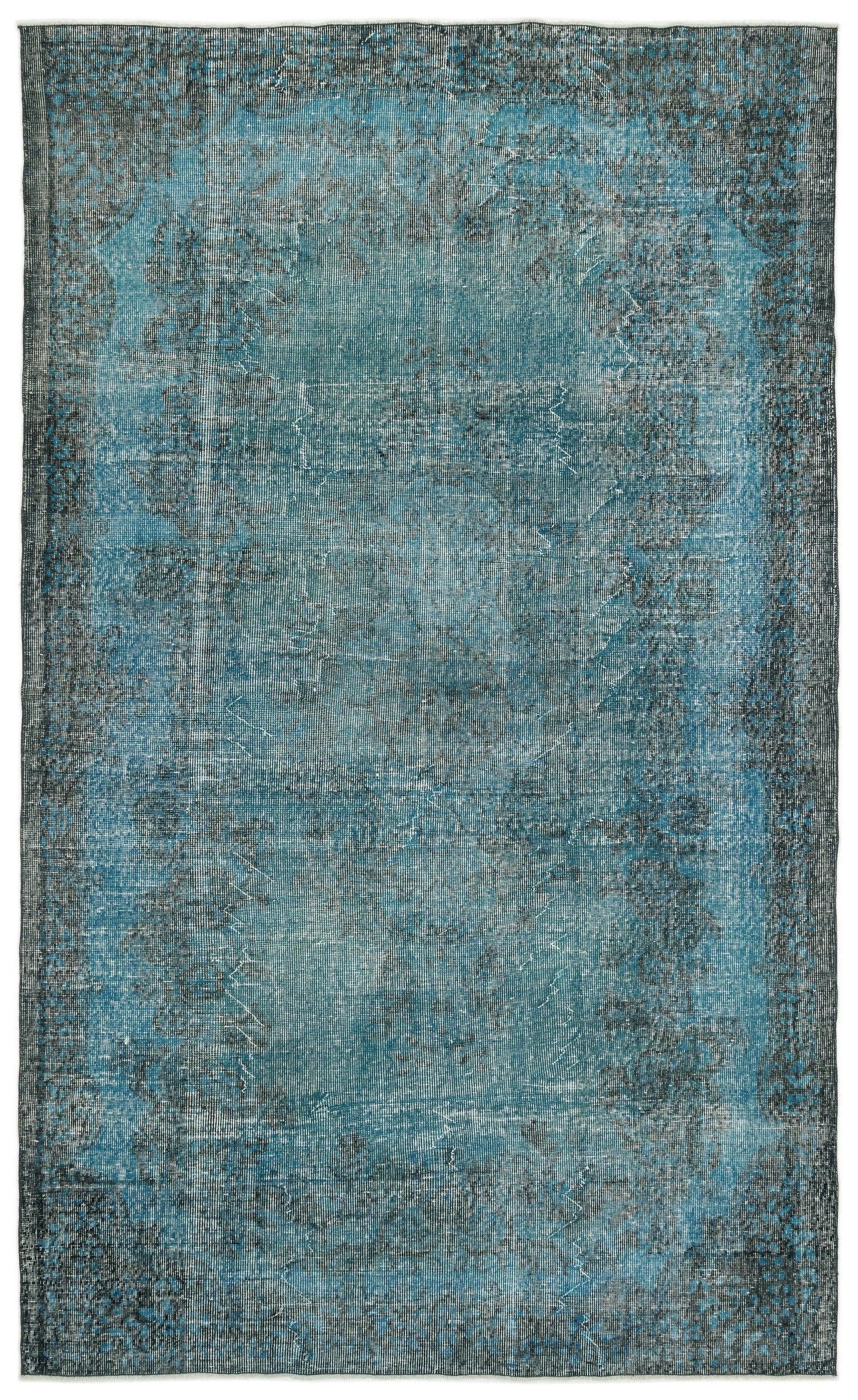 Antrasit Beyaz Eskitme Madalyonlu Yün Halı 185x309