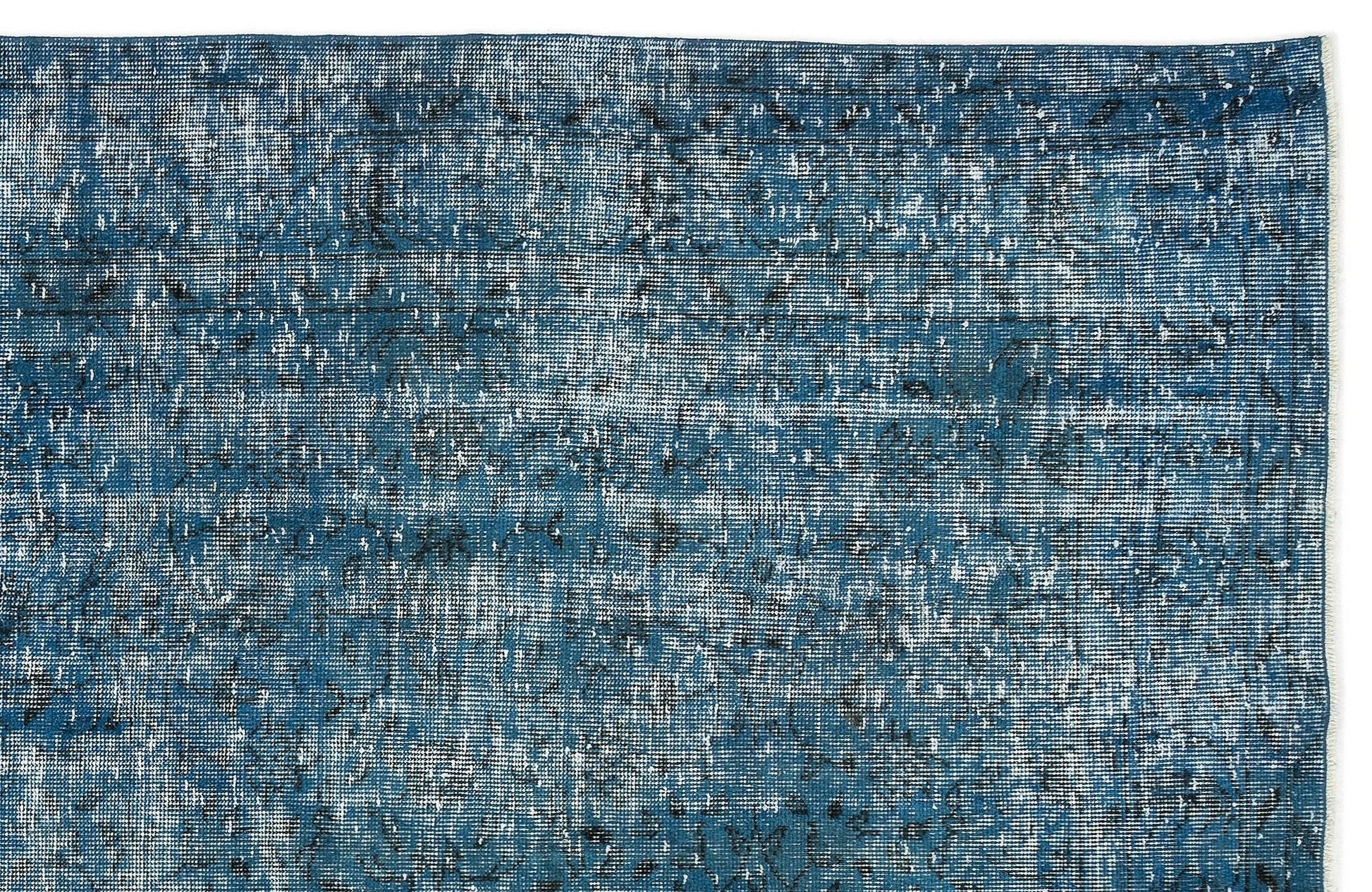 Beyaz Krem Eskitme Geometrik Yün Halı 174x283