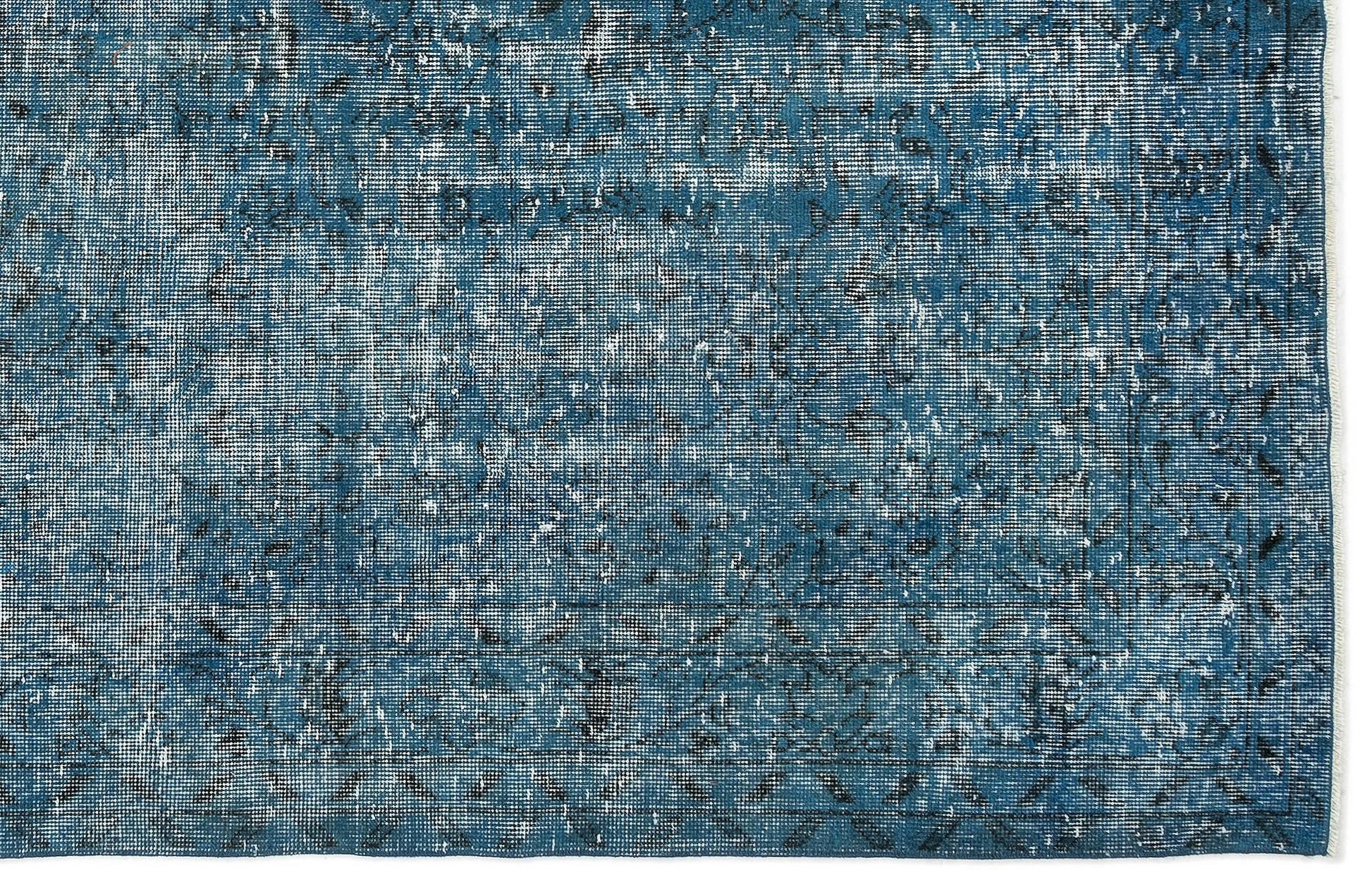 Beyaz Krem Eskitme Geometrik Yün Halı 174x283