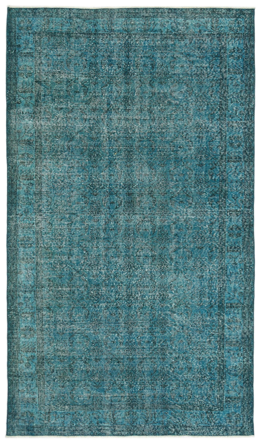 Beyaz Krem Eskitme Geometrik Yün Halı 158x279