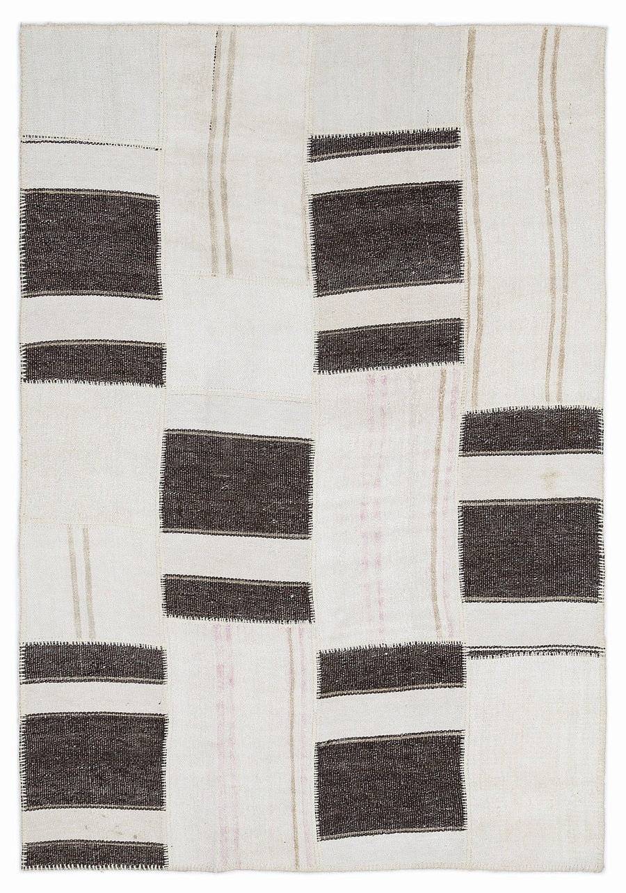 Bej Geometrik Modern Yün Halı 160x230