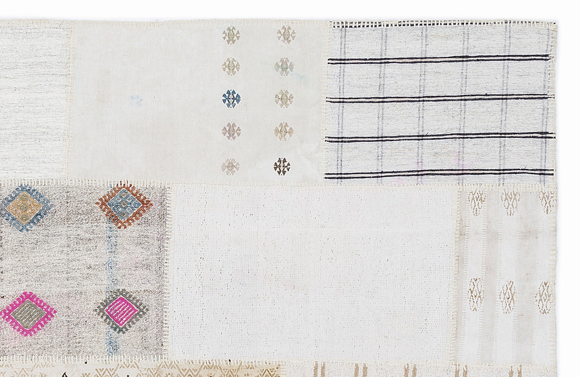 Teselya Bej Çizgili Yün El Dokuma Halısı 160 x 230 Apex Unique