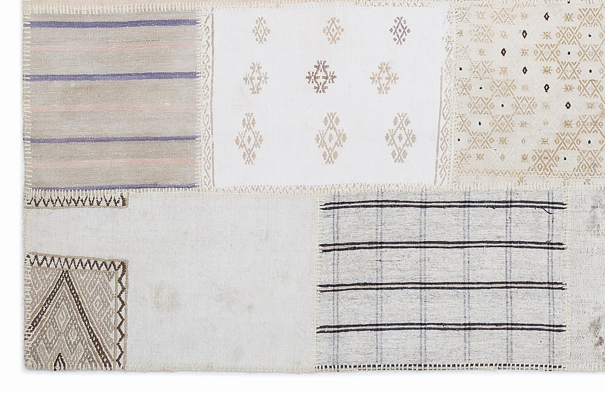 Teselya Bej Çizgili Yün El Dokuma Halısı 160 x 230 Apex Unique