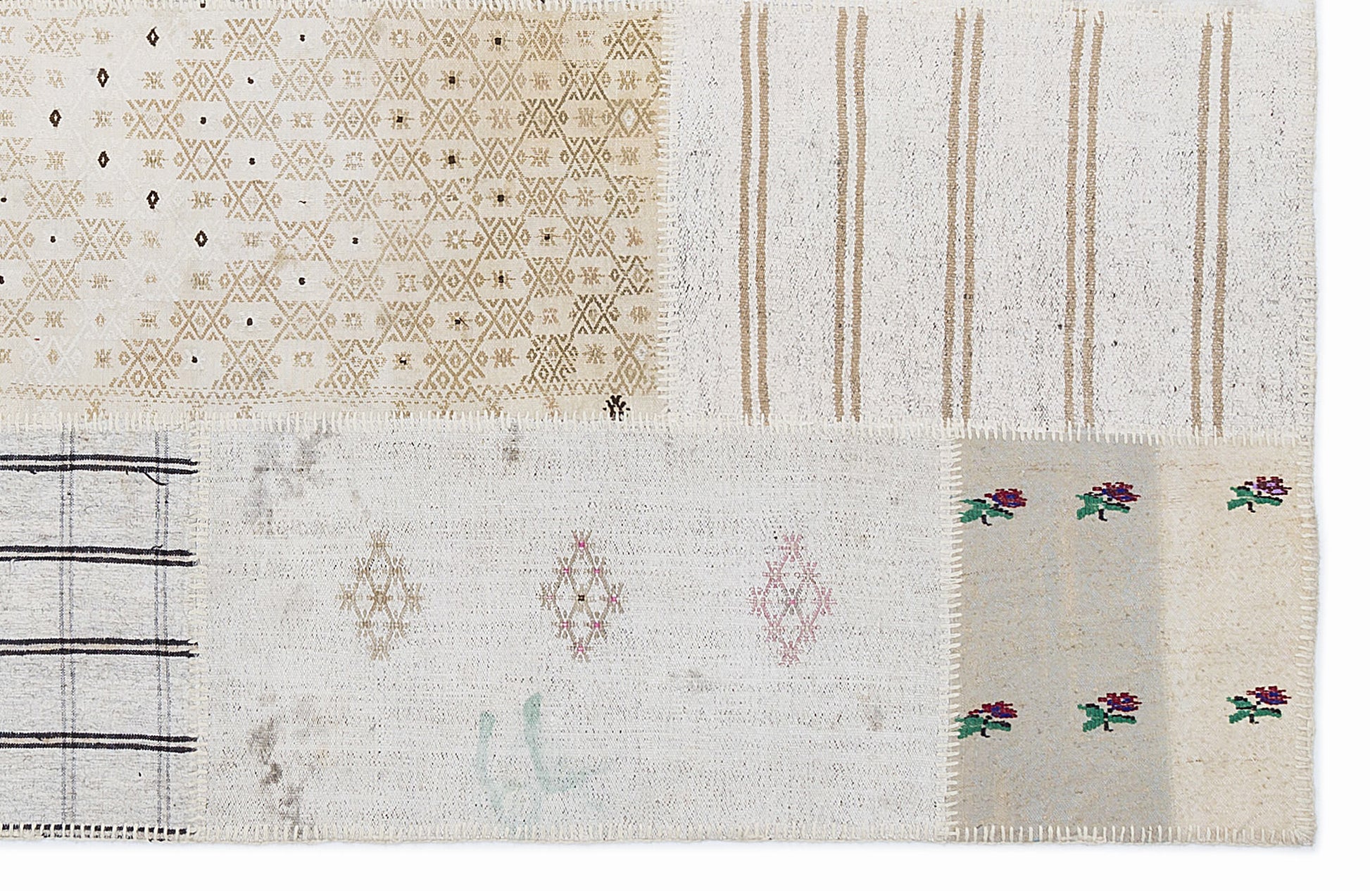 Teselya Bej Çizgili Yün El Dokuma Halısı 160 x 230 Apex Unique