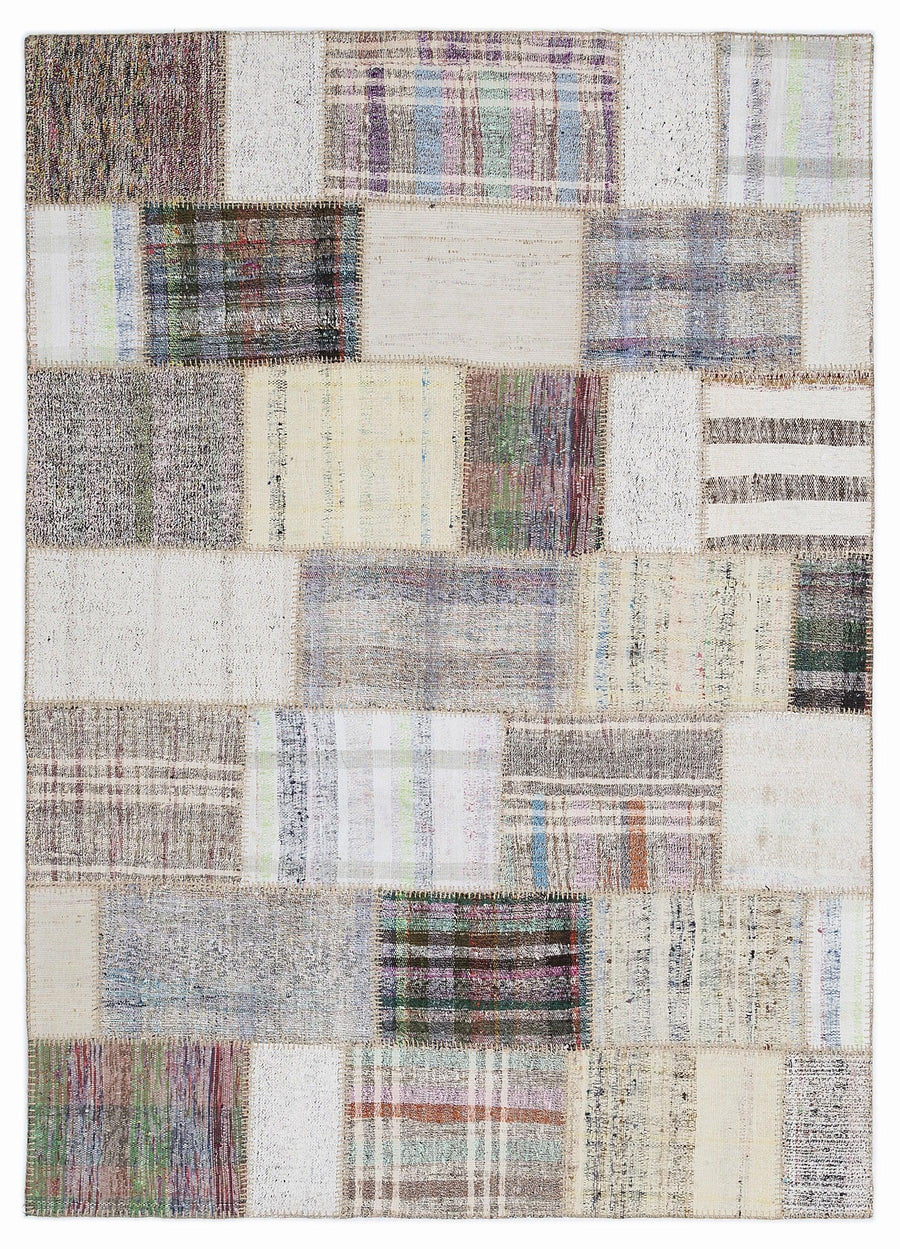 Bej Bohem Geometrik Yün Halı 160x230