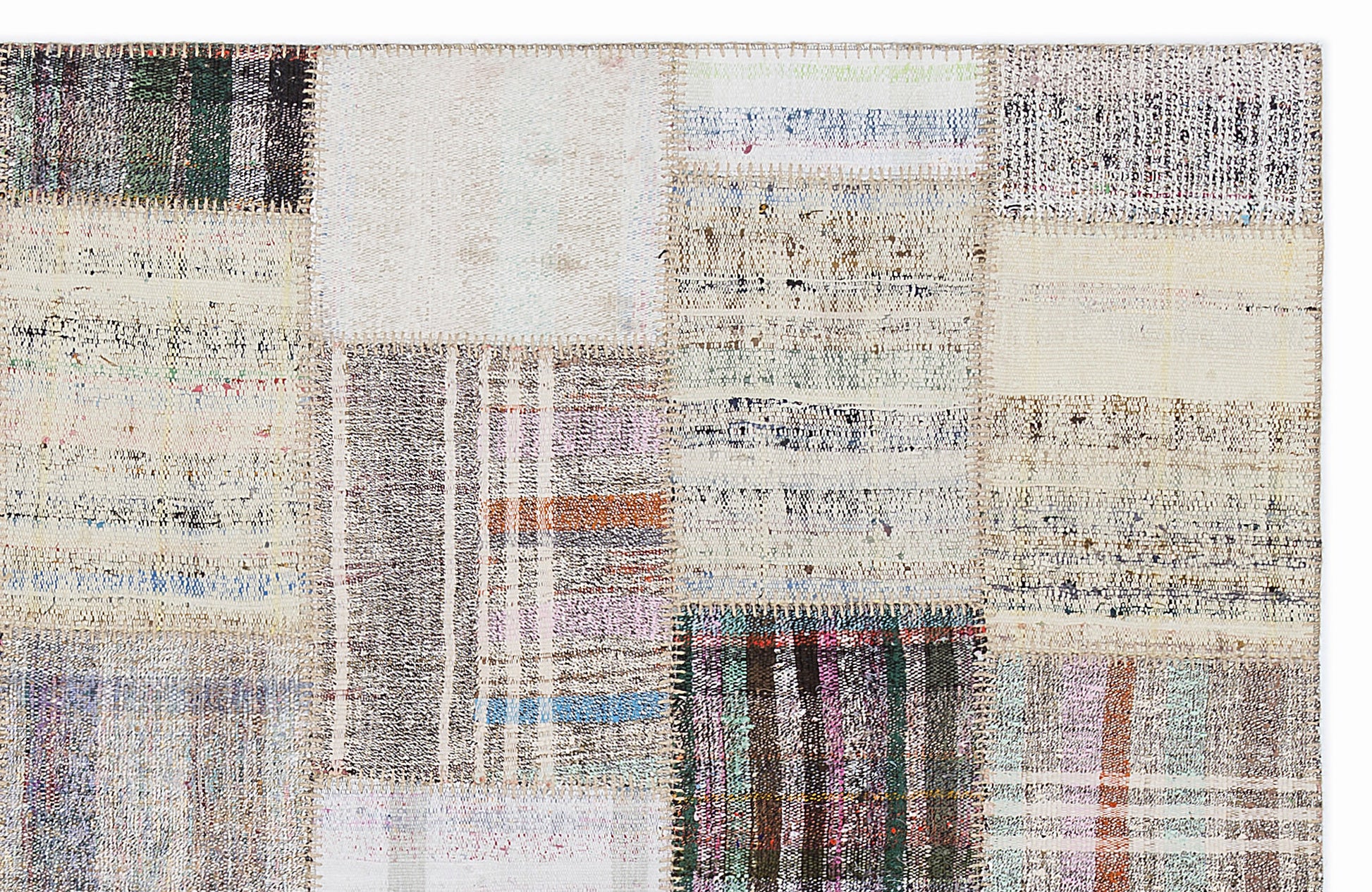 Teselya Bej Çizgili Yün El Dokuma Halısı 160 x 230 Apex Unique