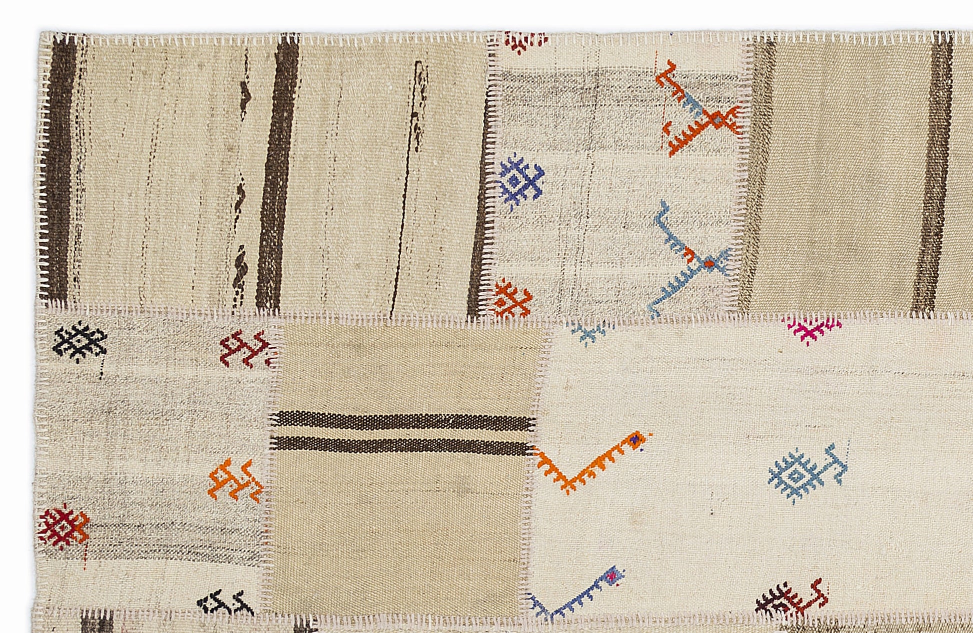 Teselya Bej Çizgili Yün El Dokuma Halısı 160 x 230 Apex Unique