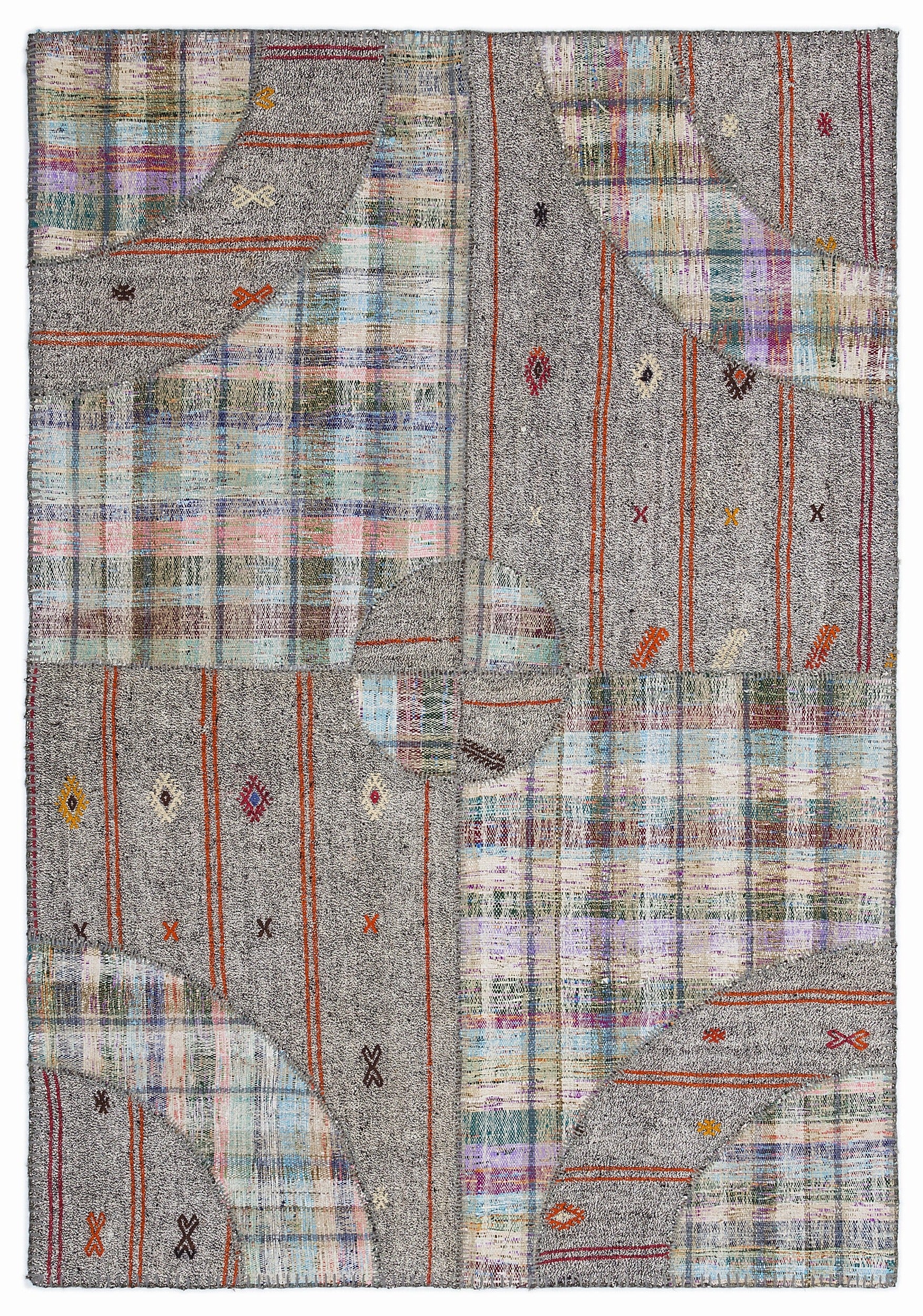 Teselya Bej Çizgili Yün El Dokuma Halısı 160 x 230 Apex Unique