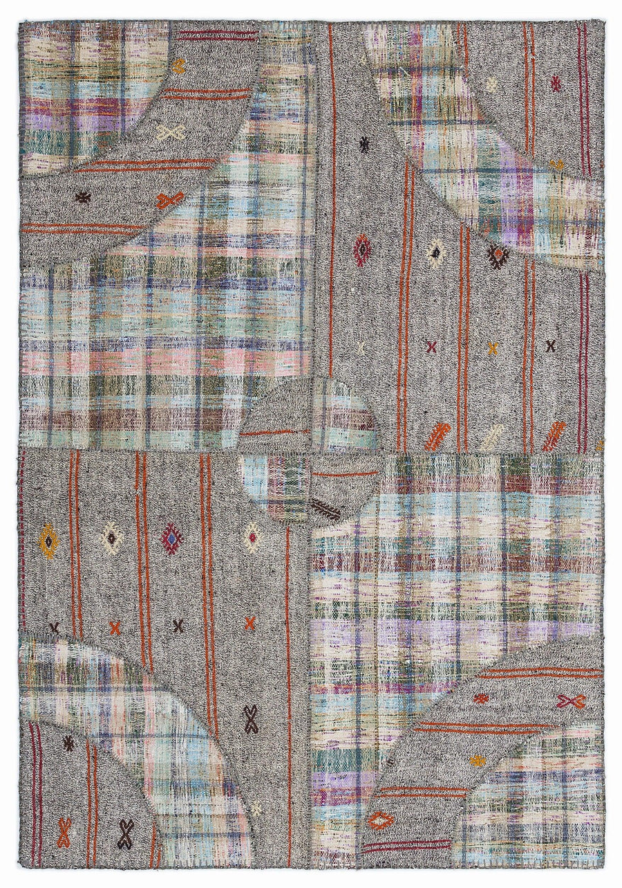 Bej Geometrik Modern Yün Halı 160x230