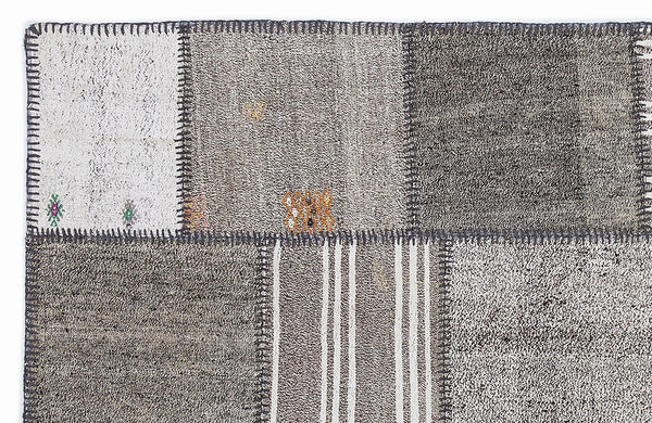 Gri Anadolu Bohem Geometrik Yün Halı 160x230 - Özel Seri