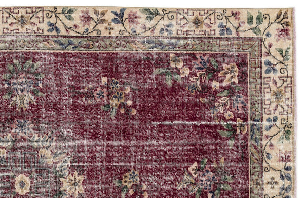 Bordo Anadolu Eskitme Klasik Yün Halı 168x260 - Özel Seri
