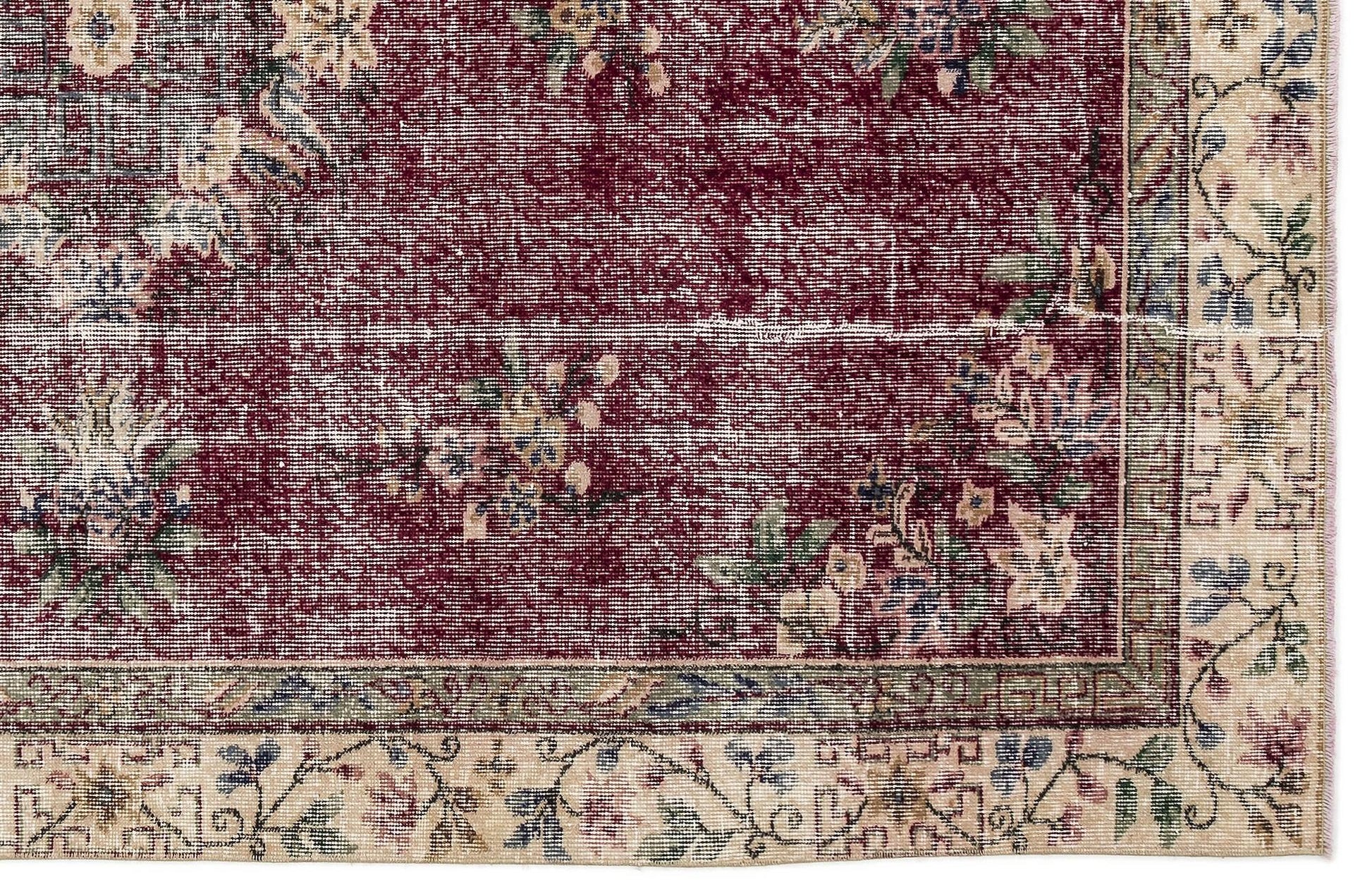Bordo Anadolu Eskitme Klasik Yün Halı 168x260 - Özel Seri
