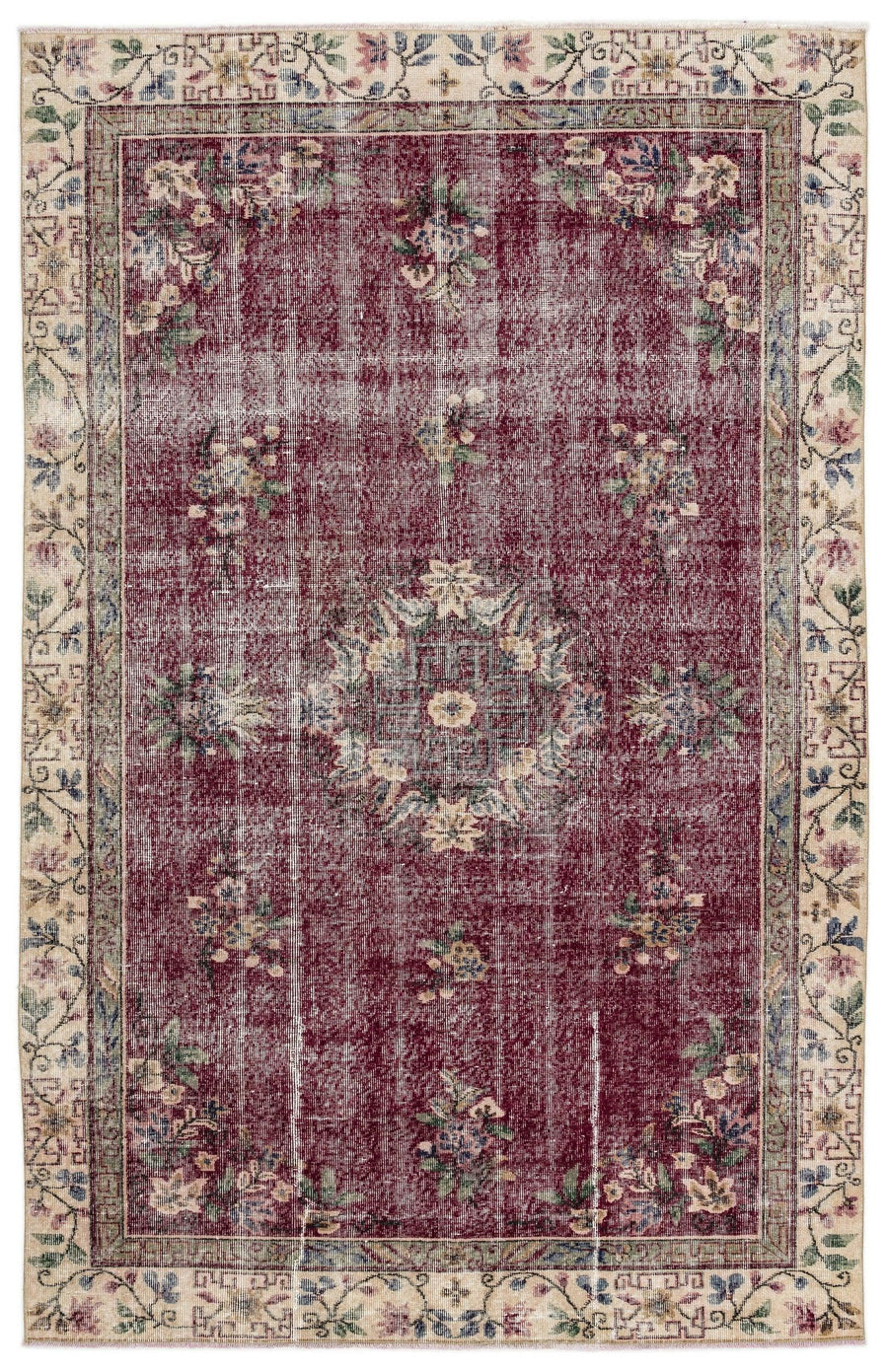Bordo Anadolu Eskitme Klasik Yün Halı 168x260 - Özel Seri
