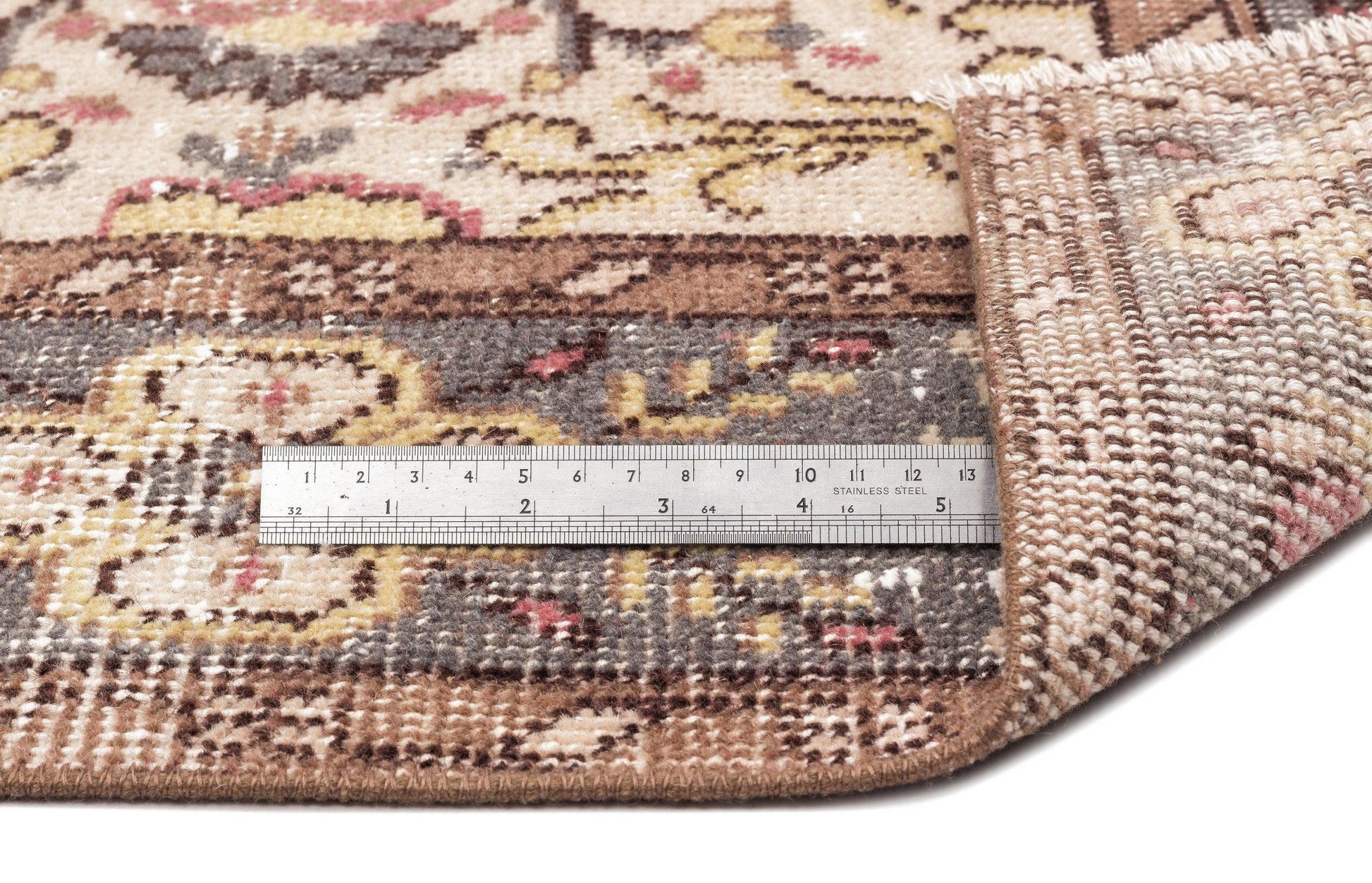 Bej Anadolu Eskitme Çiçekli Yün Halı 170x306 - Özel Seri