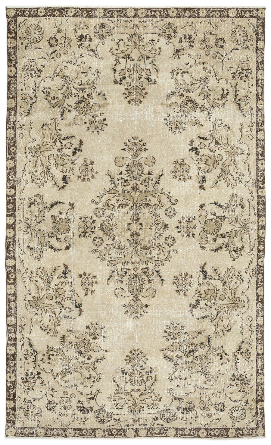 Bej Anadolu Eskitme Madalyonlu Yün Halı 190x320 - Özel Seri