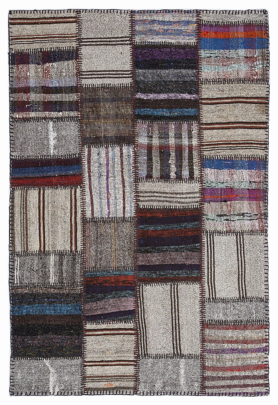 Bej Geometrik Modern Yün Halı 160x230