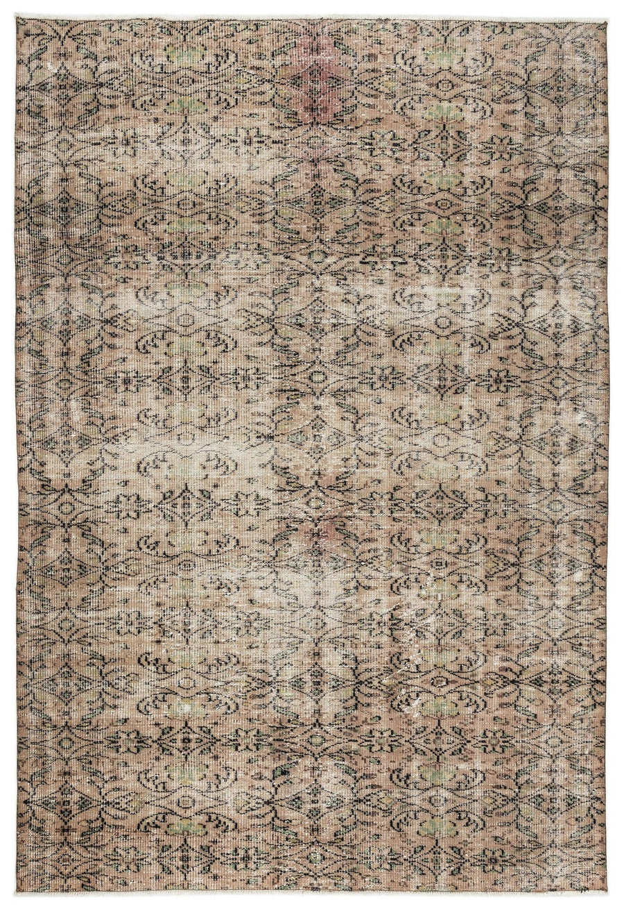 Bej Anadolu Eskitme Geometrik Yün Halı 185x270 - Özel Seri
