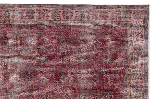 Kırmızı Anadolu Eskitme Madalyonlu Yün Halı 168x268 - Özel Seri