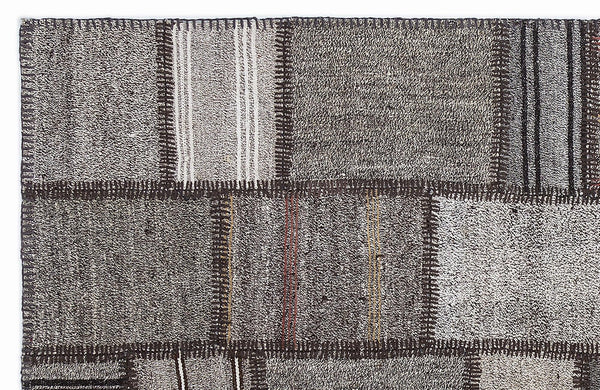 Gri Anadolu Eskitme Geometrik Yün Halı 160x230 - Özel Seri