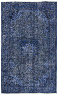 Tapis bleu tissé à la main, à médaillon central, vieilli 171x283 cm