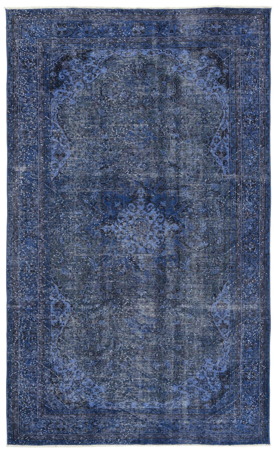 Lacivert Anadolu Eskitme Madalyonlu Yün Halı 171x283 - Özel Seri