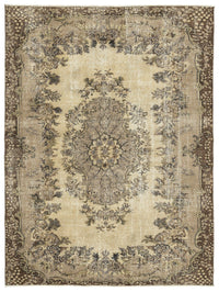 Bej El Dokuma Halı Eskitme Yüzeyli Madalyon Desenli 195x256 cm