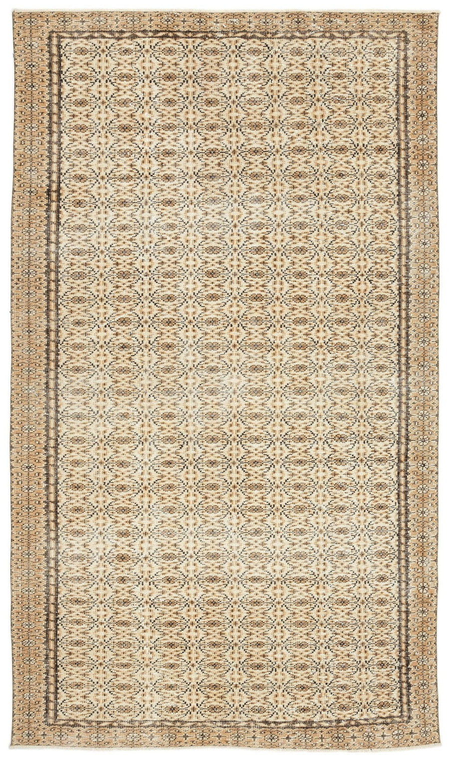Bej Anadolu Eskitme Geometrik Yün Halı 178x307 - Özel Seri