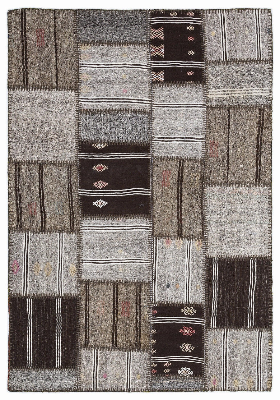 Bej Anadolu Bohem Geometrik Yün Halı 160x230 - Özel Seri