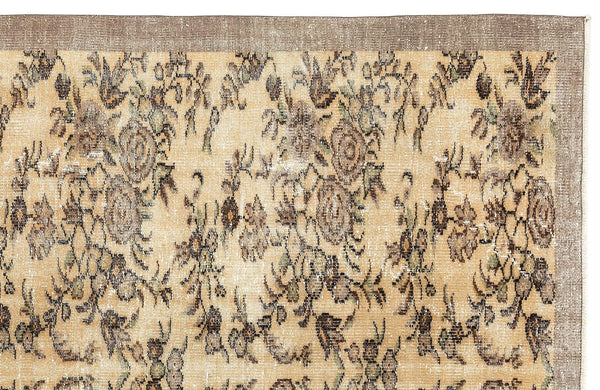Bej Anadolu Eskitme Çiçekli Yün Halı 175x258 - Özel Seri