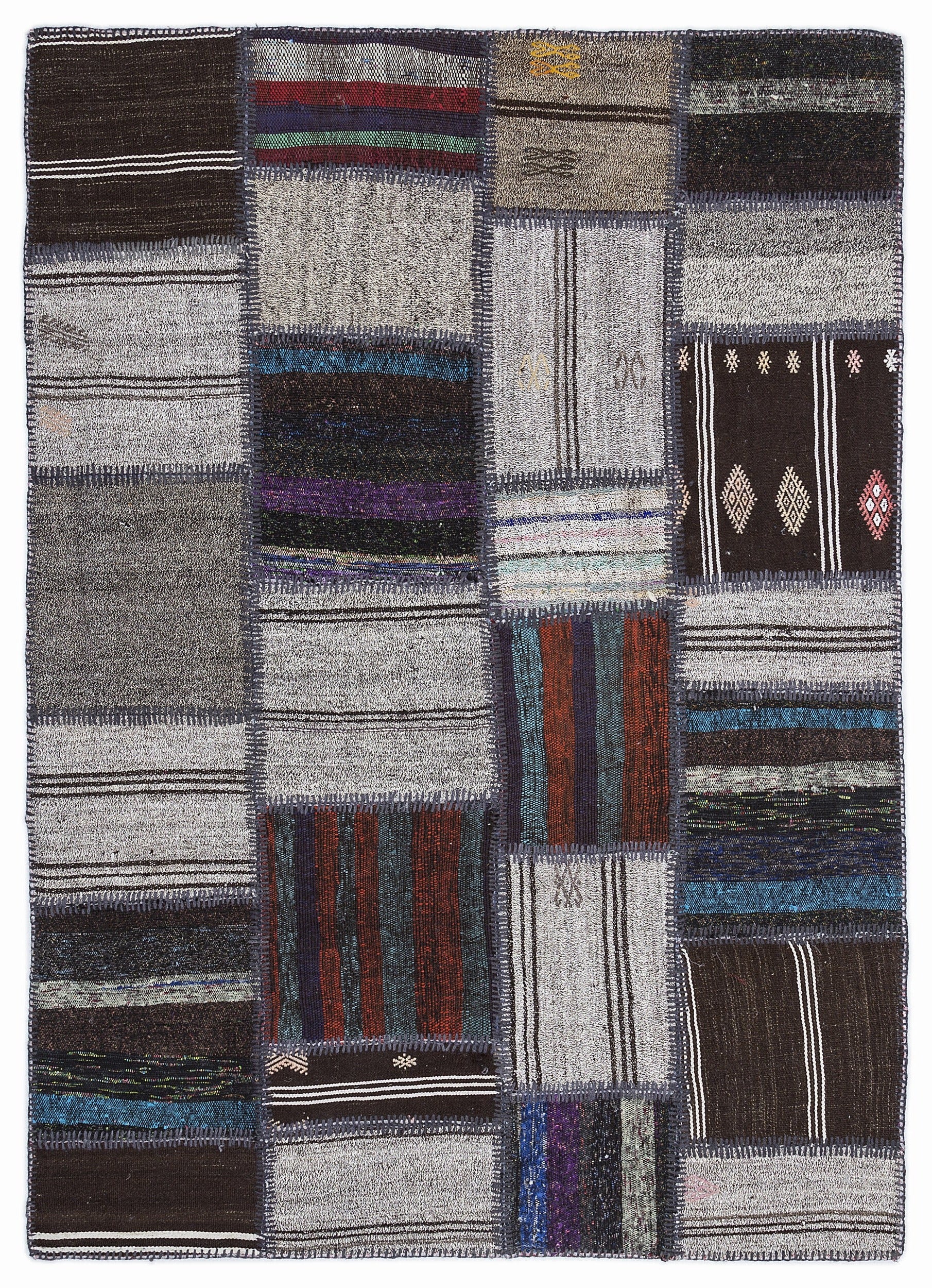 Teselya Bej Çizgili Yün El Dokuma Halısı 160 x 230 Apex Unique