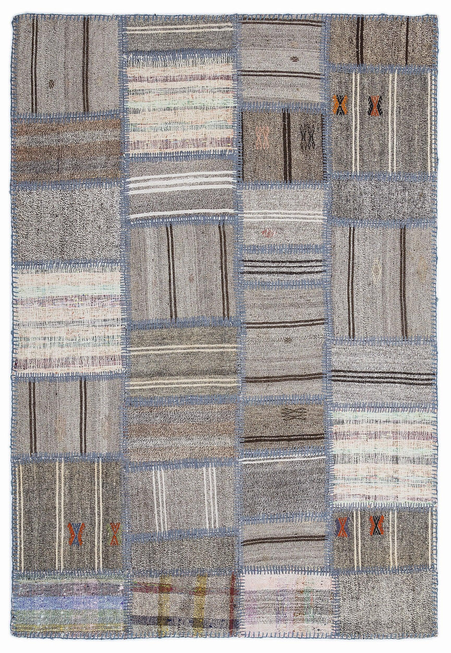 Bej Gri Anadolu Bohem Geometrik Yün Halı 160x230 - Özel Seri
