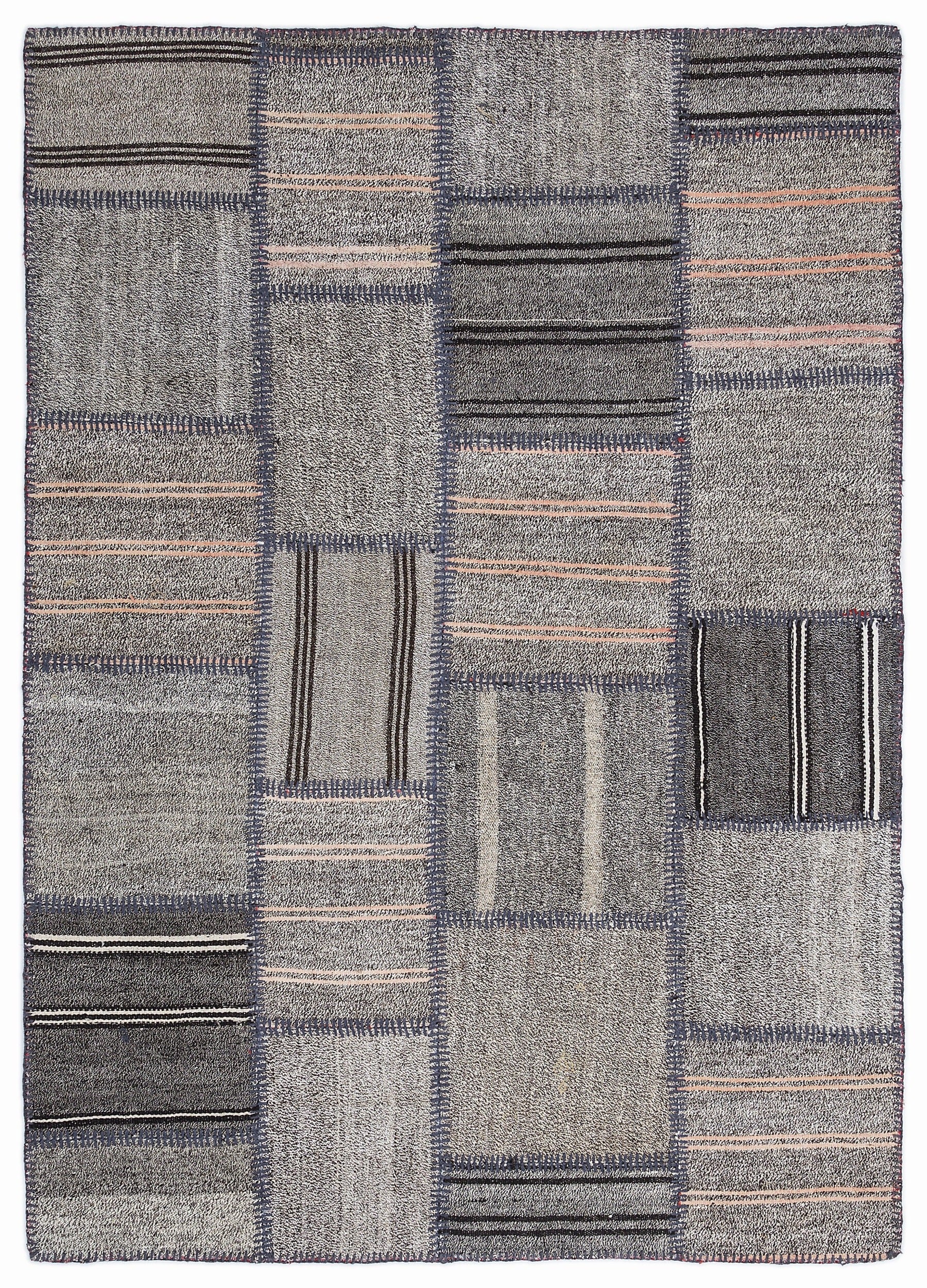 Teselya Bej Çizgili Yün El Dokuma Halısı 160 x 230 Apex Unique