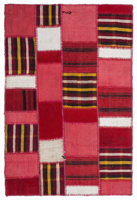 Red Ethnic Geometric Flatweave Kilim Rug 160x230 cm (5'3" x 7'7")