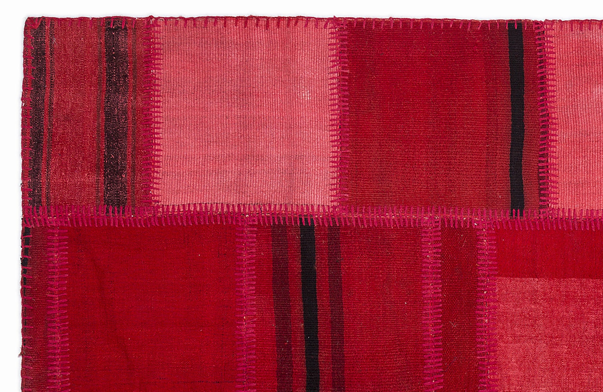 Teselya Kırmızı Patchwork Yün El Dokuma Halısı 160 x 230 Apex Unique