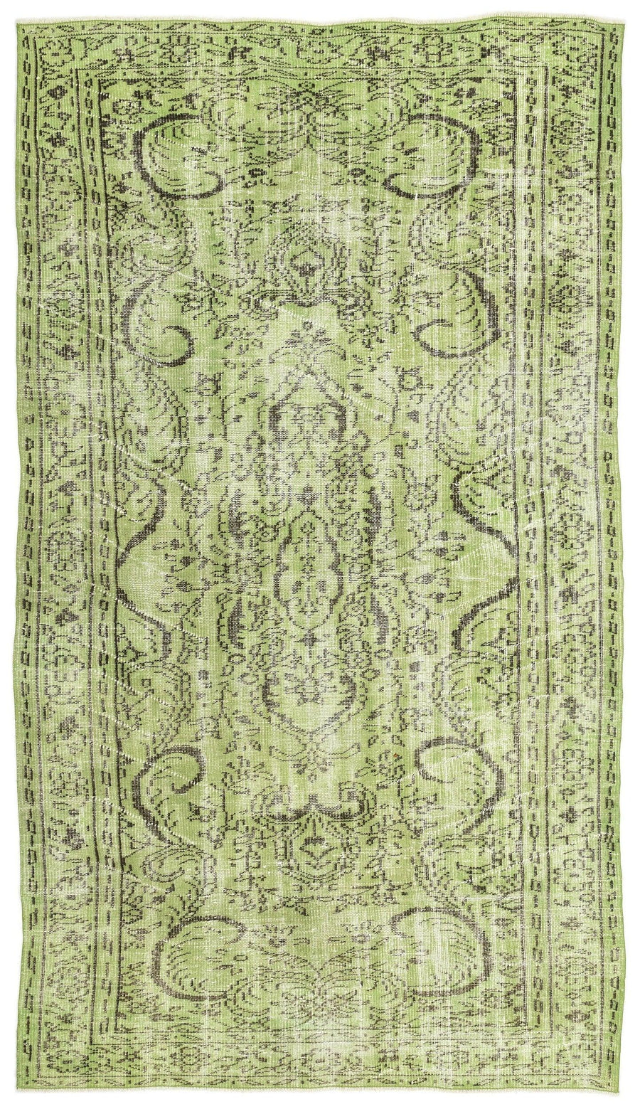 Yeşil Bohem Eskitme Yün Halı 158x274
