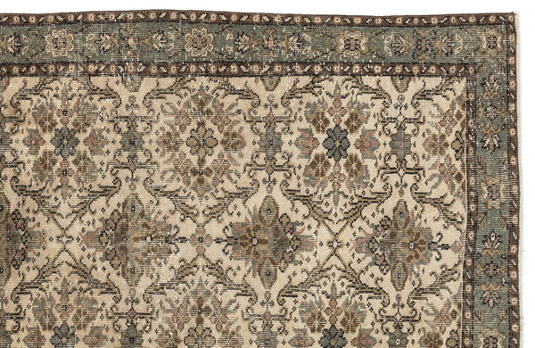 Bej Anadolu Eskitme Geometrik Yün Halı 182x306 - Özel Seri