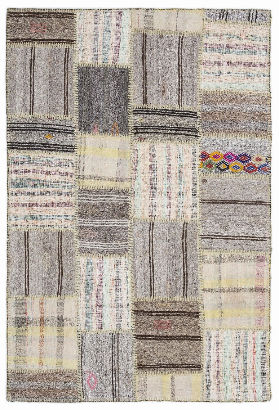 Bej Anadolu Bohem Geometrik Yün Halı 160x230 - Özel Seri