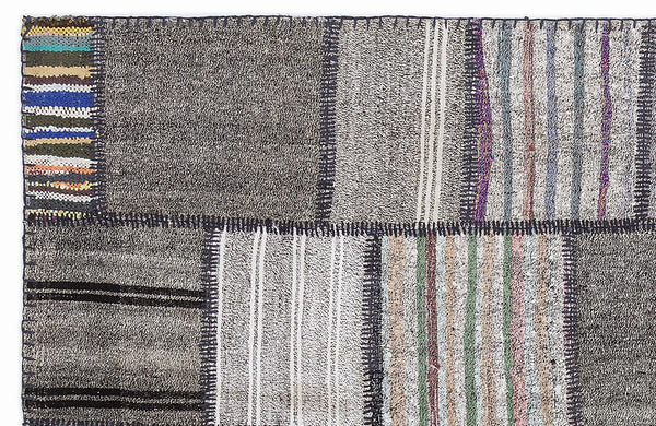 Gri Anadolu Bohem Geometrik Yün Halı 160x230 - Özel Seri