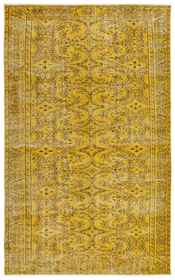 Sarı Eskitme Geometrik Yün Halı 175x285